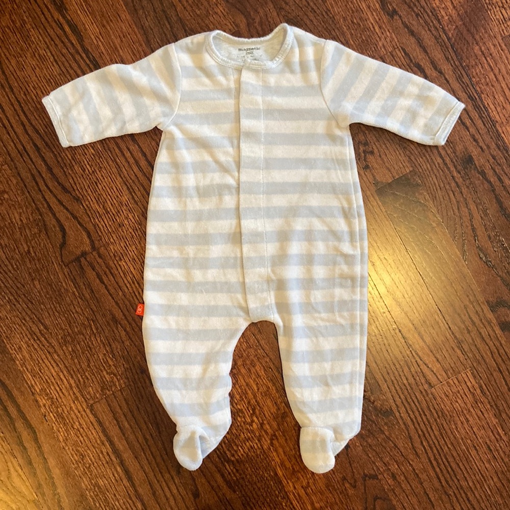 Magnetic Me Gray and White Striped Kids Pajamas